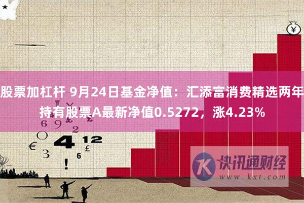 股票加杠杆 9月24日基金净值：汇添富消费精选两年持有股票A最新净值0.5272，涨4.23%