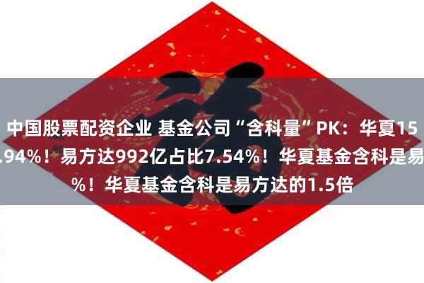 中国股票配资企业 基金公司“含科量”PK：华夏1540亿占比12.94%！易方达992亿占比7.54%！华夏基金含科是易方达的1.5倍