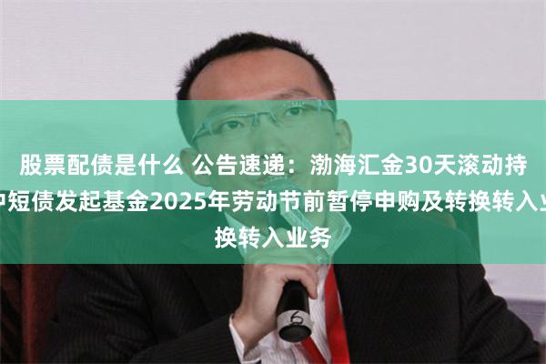 股票配债是什么 公告速递：渤海汇金30天滚动持有中短债发起基金2025年劳动节前暂停申购及转换转入业务