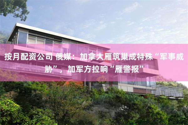 按月配资公司 俄媒：加拿大雁筑巢成特殊“军事威胁”，加军方拉响“雁警报”