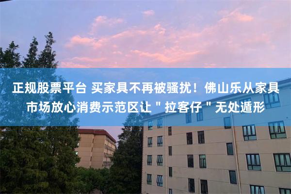 正规股票平台 买家具不再被骚扰！佛山乐从家具市场放心消费示范区让＂拉客仔＂无处遁形