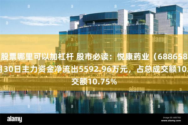 股票哪里可以加杠杆 股市必读：悦康药业（688658）7月30日主力资金净流出5592.96万元，占总成交额10.75%